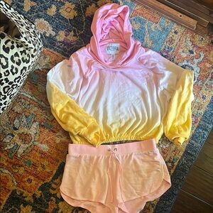Victoria's Secret Pink and Yellow Hoodie Set